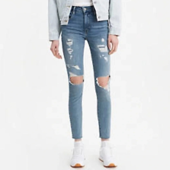 LEVI'S® PREMIUM 721 HIGH RISE RIPPED SKINNY WOMEN'S JEANS Drop It Like It's Hot - Picture 14 of 14